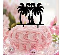 Decoración para tartas tropicales de Lesbian Mrs & Mrs. Silueta femenina con guión para cupcakes, decoración de graduación, boda, fabulosa personalización, pareja femenina, nombres personalizados