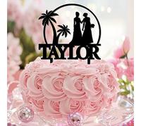 Decoración para tartas tropicales Lesbian Mrs & Mrs. Silueta femenina con guión, decoración para tartas LGBT, matrimonio, unión, acrílico, negro, despedida de soltera, decoración nupcial, regalos