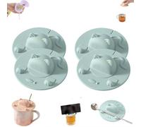 Decoración para taza de té, 4 pulgadas, diseño de gato, soporte de silicona para bolsas de té y exprimidor con tapa para taza de té, evita que la bolsita de té se hunda, apto para lavavajillas para