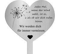 Decoración para tumba resistente a la intemperie, diseño de corazón de metal con texto en alemán "Manchmal Jedes Mal, wenn der Wind weht, ist es als ob wir Dich rufen hören, wir werden Dich für immer
