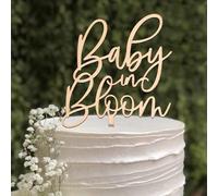 Decoración Pastel Baby in Bloom, Decoración Tarta Baby Shower, Topper Tarta Cumpleaños Madera para Cumpleaños Fiestas Temáticas Accesorios para Fiestas (B)