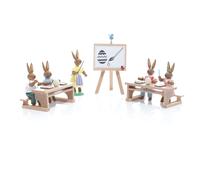Decoración Pasuca Escuela de Liebres Con Profesora Altura 7,5cm Nuevo Pascuas