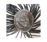 Decoración Peluca afro con doble nudo y rastas for hombre, base de piel, cabello humano trenzado, postizo masculino esponjosa(1B,6x9)