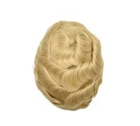 Decoración Peluca de cabello humano Remy de 0,03 mm for hombre, prótesis capilar, cabello humano natural, prótesis capilar masculina esponjosa(Beige Blonde)
