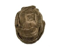 Decoración Peluca de cabello humano Remy de 0,03 mm for hombre, prótesis capilar, cabello humano natural, prótesis capilar masculina esponjosa(Medium Blonde)