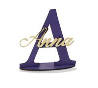 Decoración personalizada de madera y plexiglás, letra gigante de 22 cm con nombre de plexiglás de 25 cm, texto en italiano «Topper per tavolo tarta», grosor 6 mm + 3 mm, grabado láser