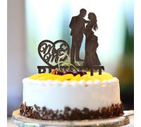 Decoración personalizada para tarta de aniversario de boda, diseño de silueta de nombre de la familia, fecha de cálculo rústico, para novia y novio, decoración de boda, compromiso, regalos de