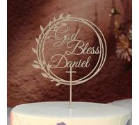 Decoración personalizada para tarta de bautizo con cruz Mi Bautizo, 13 colores, decoración personalizada para tartas de bautizo con nombre y fecha para bautizo, bautizo religioso, baby shower, fiesta