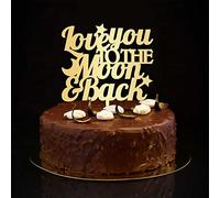 Decoración personalizada para tartas con texto en inglés "Love You To The Moon & Back", silueta de Mr & Mrs. Decoración personalizada para tartas de novia y novio, decoración para bodas, despedidas de