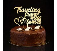 Decoración personalizada para tartas de boda con texto en inglés "Traveling From Miss To Mrs", decoración personalizada para tartas de novia y novio, decoración para tartas de compromiso, regalo de