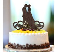 Decoración personalizada para tartas de Mr & Mrs. Silueta con nombres personalizados, fecha de nacimiento, elegante, novia y novio, decoración de boda, aniversario, fiesta, regalos de boda para pareja