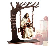 Decoración religiosa 2D Jesús leyendo Biblia en columpio adorno de escritorio