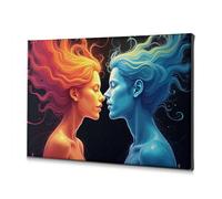 Decoración religiosa de Pascua con fuego y hielo: un encuentro colorido en lienzo decorativo para sala de estar, decoración de granja (40 x 60 cm)