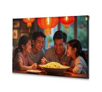 Decoración religiosa de Pascua con texto en inglés "A Happy Family Enjoys A Meal Together". Lienzo decorativo para baño, decoración de pared (20 x 30 cm)