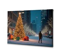 Decoración religiosa de Pascua de Navidad en la ciudad: un país de las maravillas de invierno, cuadros decorativos para sala de estar, baño, arte de pared (20 x 30 cm)