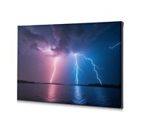 Decoración religiosa de Pascua, tormenta sobre el lago: un espectacular rayo, lienzo decorativo, decoración de Pascua, decoración de baño (40 x 60 cm)