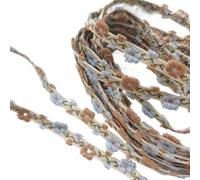 Decoración retrógrada, cintas de flores, 0.7cm Wide Embroidered Lace Handmade DIY Sewing Craft for Costume Hat Decoration(Light brown)