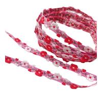 Decoración retrógrada, cintas de flores, 0.7cm Wide Embroidered Lace Handmade DIY Sewing Craft for Costume Hat Decoration(Pink)