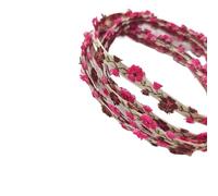 Decoración retrógrada, cintas de flores, 0.7cm Wide Embroidered Lace Handmade DIY Sewing Craft for Costume Hat Decoration(Brown+pink)