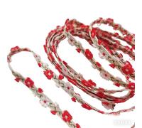 Decoración retrógrada, cintas de flores, 0.7cm Wide Embroidered Lace Handmade DIY Sewing Craft for Costume Hat Decoration(Red)