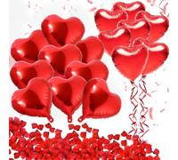 Decoración Romántica, 20 globos de corazón rojo+500 pétalos de rosa rojos, globos decoración romántica, bola de corazón rojo, decoración para boda, San Valentín y compromiso