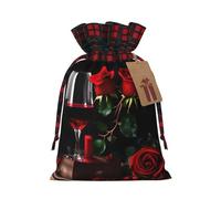 Decoración romántica de rosas rojas y vino para amantes de la decoración de Navidad, cordón de regalo, embalaje festivo, Navidad, cumpleaños, bolsas para envolver necesidades