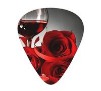 Decoración romántica para amantes de la rosa roja y el vino,12 púas de guitarra, 3 grosores diferentes para guitarra acústica, bajo y ukelele