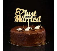 Decoración rústica para tartas con texto en inglés "Just Married" con texto en inglés "Mr And Mrs", personalizable, silueta de novia y novio, decoración para tartas de compromiso, regalos de