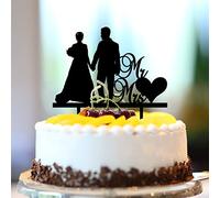 Decoración rústica para tartas de aniversario de boda con texto en inglés "Mr & Mrs", personaliza los nombres, silueta de fecha estimada, novia y novio, decoración para tartas de compromiso, regalos