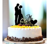 Decoración rústica para tartas de compromiso de boda con el texto en inglés "Mr And Mrs", personaliza los nombres, silueta de fecha estimada, playa, novia y novio, decoración de tartas para boda