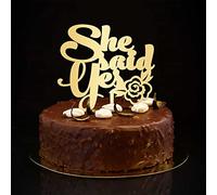 Decoración rústica para tartas de compromiso de boda con texto en inglés "She Said Yes Mrs", diseño de silueta dorada, divertida novia y novio, decoración para tartas de despedida de soltera, regalos