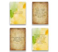 Decoración sala,Set de 4 Láminas: Frases de Amor, Crecimiento Personal y Éxito | Decoración para Hogar con Mensajes de Desarrollo y Valentía Emocional |Tamaños A4. Sin marco,Regalo aniversario