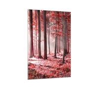 Decoracion Salon bosque rojo árboles Vidrios decorativos 80x120cm Cuadro Sobre Vidrio Moderno Dormitorio Cocina Cuadros Pared Impresiones Impresión en Cristal Wall Art Prints Grande GPA80x120-4944