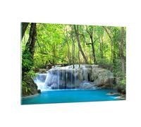 Decoracion Salon Cascada bosque medio ambiente Vidrios decorativos 120x80cm Cuadro Sobre Vidrio Moderno Cocina Cuadros Pared Impresiones Impresión en Cristal Wall Art Prints Grande XXL GAA120x80-2664