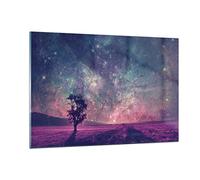 Decoracion Salon Cosmos Árbol Prado Vidrios decorativos 120x80cm Cuadro Sobre Vidrio Moderno Dormitorio Cocina Cuadros Pared Impresiones Impresión en Cristal Wall Art Prints Grande XXL GAA120x80-4225