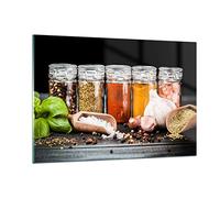 Decoracion Salon Especias Ajo Madera sal Vidrios decorativos 120x80cm Cuadro Sobre Vidrio Moderno Cocina Cuadros Pared Impresiones Impresión en Cristal Wall Art Prints Grande XXL GAA120x80-2896