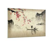 Decoracion Salon Flor Cerezas Japón Vidrios decorativos 120x80cm Cuadro Sobre Vidrio Moderno Dormitorio Cocina Cuadros Pared Impresiones Impresión en Cristal Wall Art Prints Grande XXL GAA120x80-5020