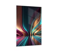 Decoracion Salon Líneas Ondas Luz Vidrios decorativos 80x120cm Cuadro Sobre Vidrio Moderno Dormitorio Cocina Cuadros Pared Impresiones Impresión en Cristal Wall Art Prints Decor Grande GPA80x120-5778