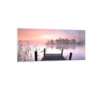 Decoracion Salon Mañana salida del sol niebla lago Vidrios decorativos 120x50cm Cuadro Sobre Vidrio Moderno Cocina Cuadros Pared Impresiones Impresión en Cristal Wall Art Prints Grande GAB120x50-2593