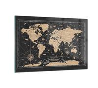 Decoracion Salon Mapa Del Mundo Antiguo Retro Vidrios decorativos 120x80cm Cuadro Sobre Vidrio Moderno Cocina Cuadros Pared Impresiones Impresión en Cristal Wall Art Prints Grande XXL GAA120x80-5430
