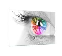Decoracion Salon Ojo arco iris pestañas gráficos Vidrios decorativos 120x80cm Cuadro Sobre Vidrio Moderno Cuadros Pared Impresiones Impresión en Cristal Wall Art Prints Grande XXL GAA120x80-2644