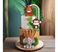 decoración selva arcoíris verde salvia decoración pasteles animales