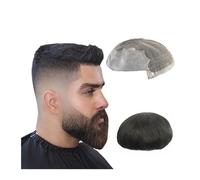 Decoración Sistema de reemplazo de cabello, tupé for hombres, prótesis de cabello humano, unidades de cabello Mono combinado con piezas de cabello detrás de PU esponjosa(8x10)
