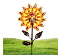 Decoración solar LED con diseño de calavera de Halloween | Estaca de lámpara de calavera de jardín para fiestas de vacaciones, casa encantada, granja, patio, puertas, césped