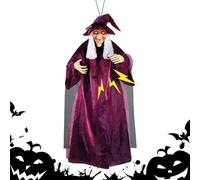 Decoración Str?ga animada para colgar - Objeto de escena aterrador para Halloween | Animatronic parlante con ojos luminosos | Crea una atmósfera del horror para casas encantadas, jardines y patios