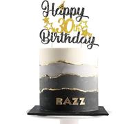 Decoracion Tarta 30 Cumpleaños, Glitter Happy 30th Birthday Cake Topper Negro Oro, Decoracion de 30 Años Cumpleaños para Tartas, Fiestas de Cumpleaños de 30 Hombres Mujeres (30)