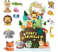 Decoracion Tarta Animales 2 Años, Adornos Tarta Cumpleaños Niña Jungla 2, Cake Cupcake Topper Safari Bosque Animales, Decoracion Cumpleaños para Niños Niña
