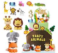 Decoracion Tarta Animales 3 Años, Adornos Tarta Cumpleaños Niña Jungla 3, Cake Cupcake Topper Safari Bosque Animales, Decoracion Cumpleaños para Niños Niña