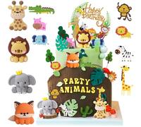 Decoracion Tarta Animales 7 Años, Adornos Tarta Cumpleaños Niña Jungla 7, Cake Cupcake Topper Safari Bosque Animales, Decoracion Cumpleaños para Niños Niña