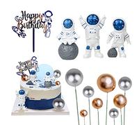 Decoración Tarta Astronauta 12 Piezas Cake Topper Espacio Decoracion Cumpleaños astronauta Happy Birthday Decoracion para Decoracion Tarta Fiesta TemáTica Espacial Decoración de Escritorio